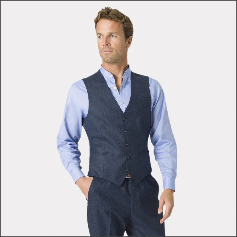 Easy Fit Brook Taverner Clifford Navy Donegal Wool Suit Waistcoat-