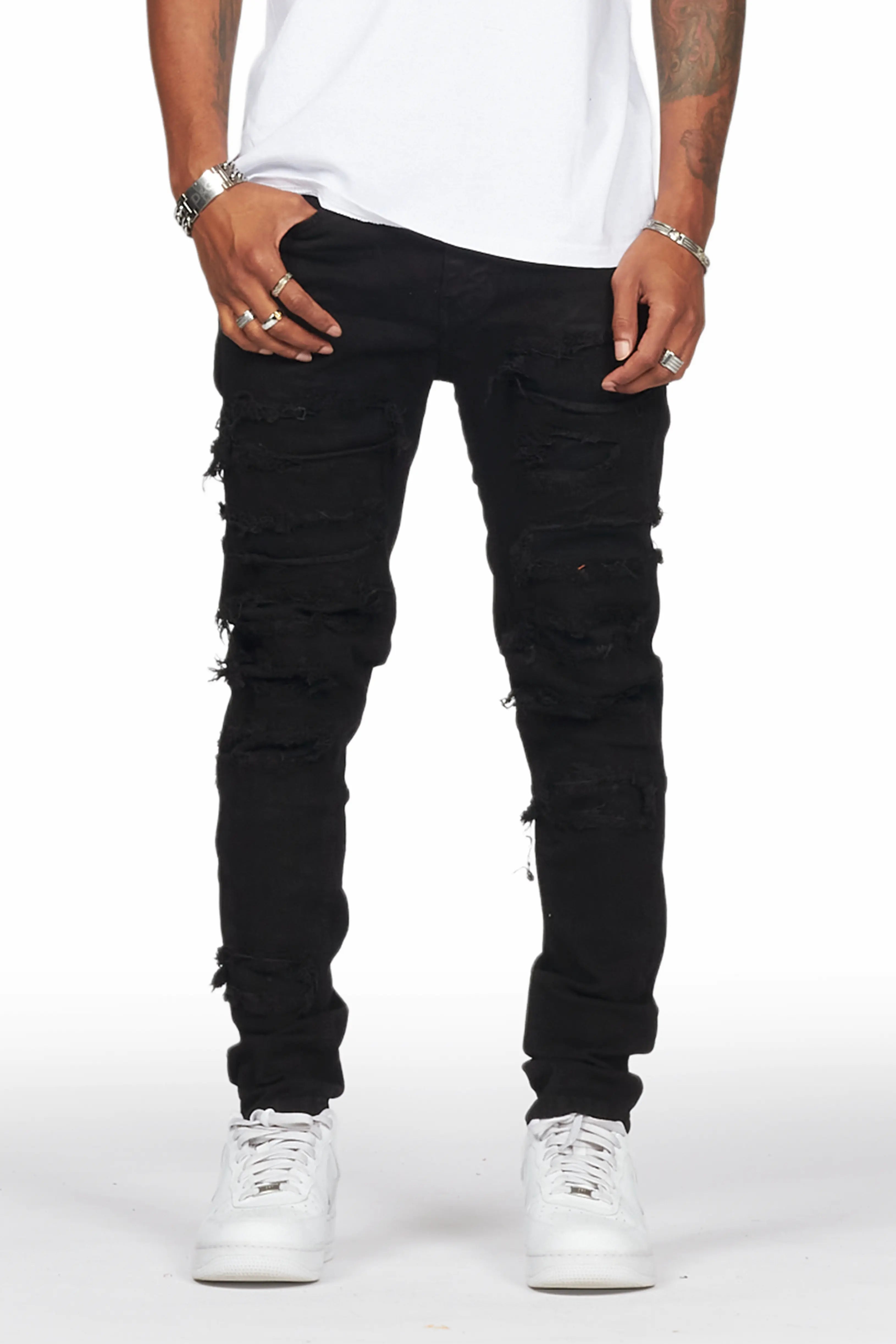 Dalit Jet Black Under Patch Skinny Fit Jean