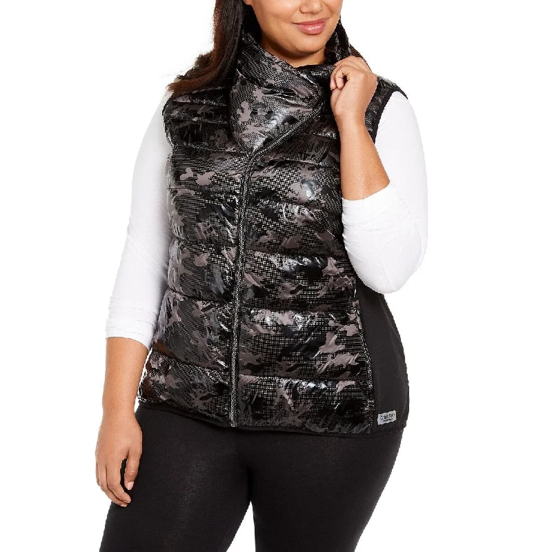 Warm Essentials Calvin Klein Woemn' Plus Printed Puffer Vest Black Size XExtra Large Warm Essentials Calvin Klein Woemn' Plus Printed Puffer Vest Black Size XExtra Large