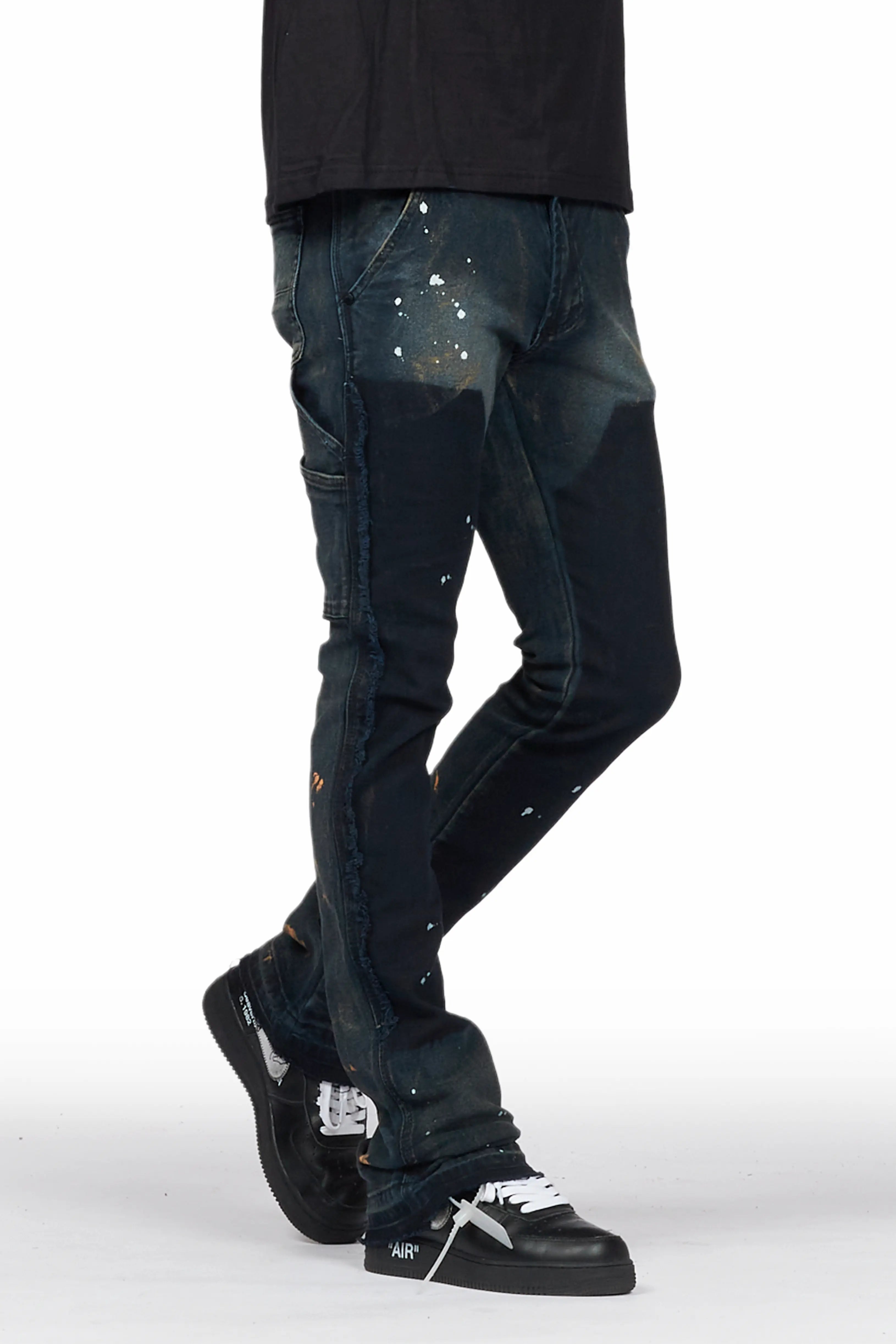 Serrano Black Stacked Flare Jean