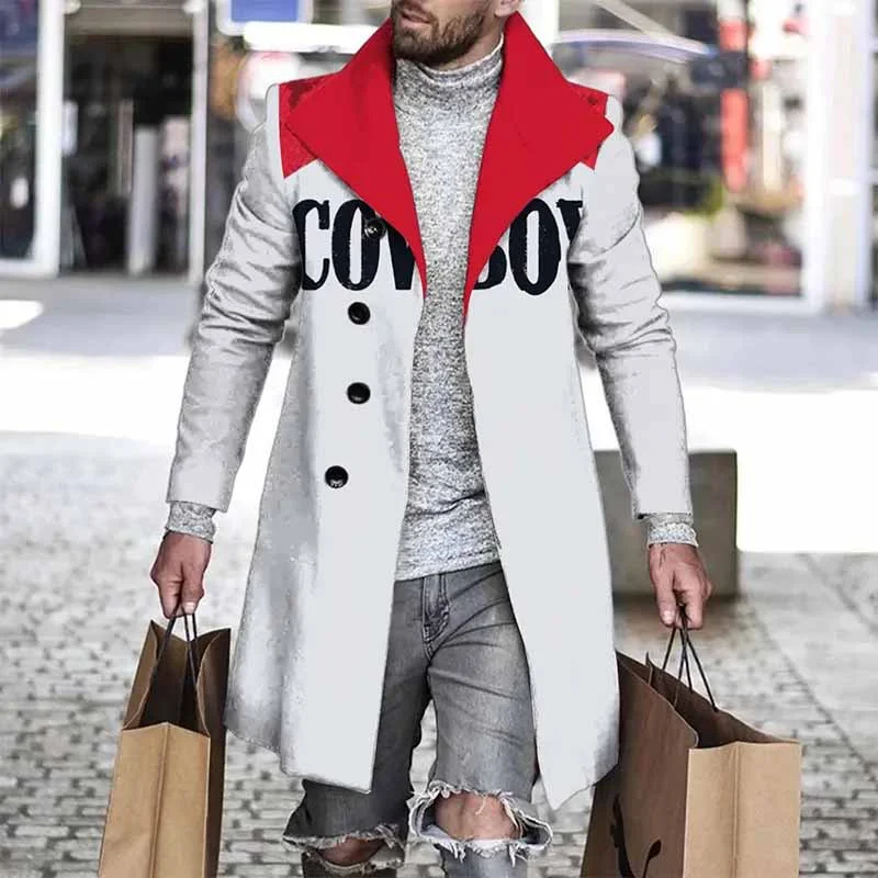 Classic Pieces Men's Simple Text Print Coat