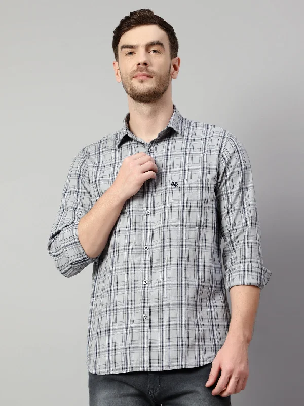 Comfortable Layers Men's Grey Casual Medium Checks Full Sleeve Shirt