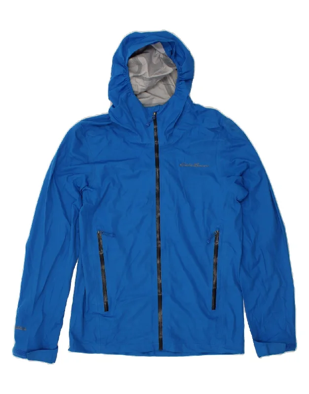 Easy Pants EDDIE BAUER Mens Hooded Rain Jacket UK 36 Small Blue Polyester
