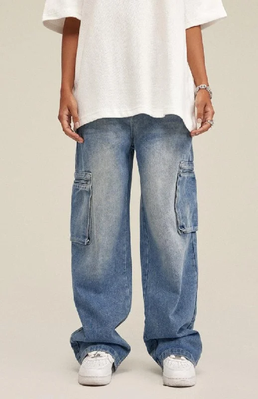 Washed Baggy Cargo Jeans