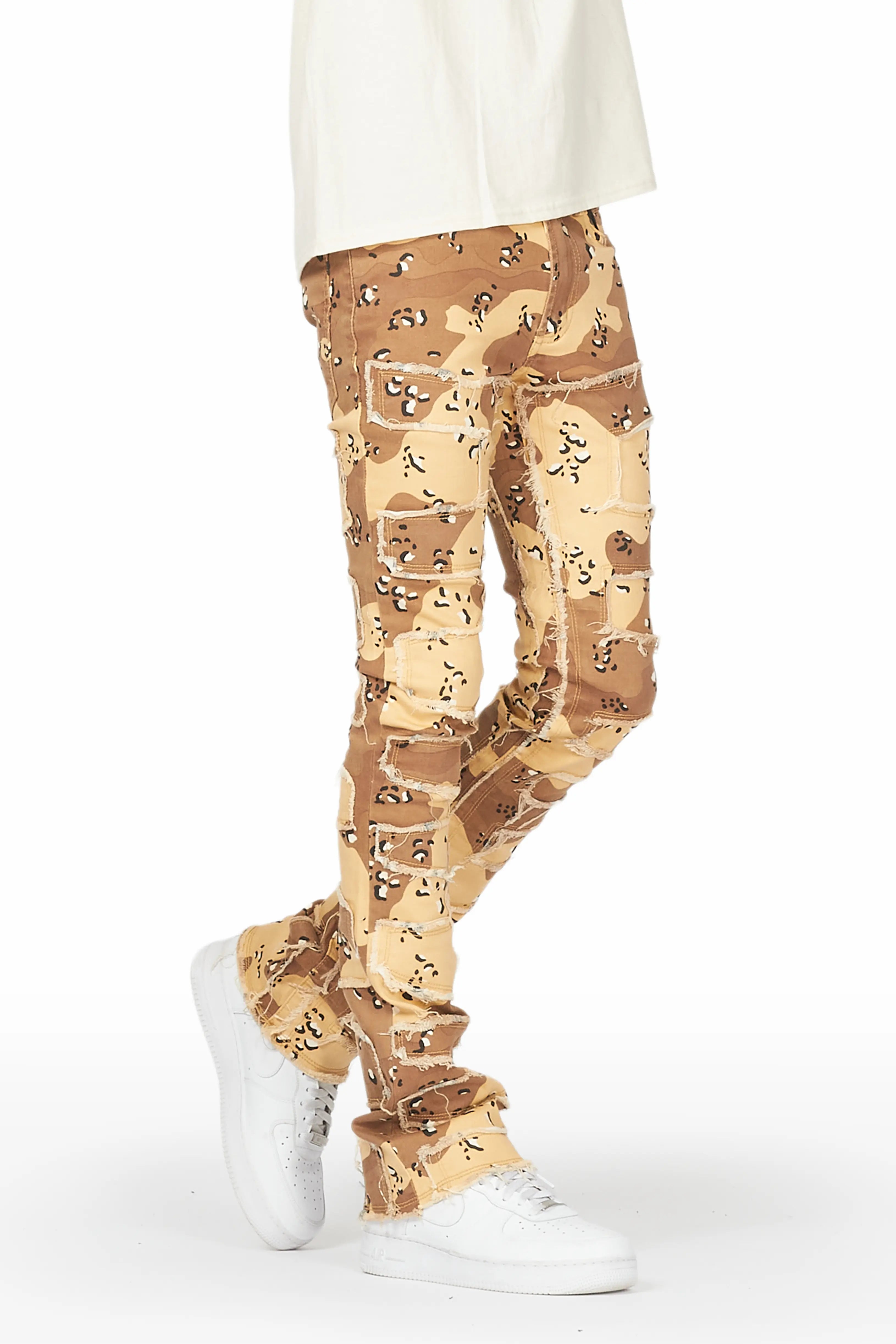 Sport Chic Shake Desert Camo Stacked Flare Jean