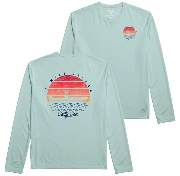 Relaxed Streetwear Men's Seven Mile Island Sundial Long Sleeve Crew - Surf Blue