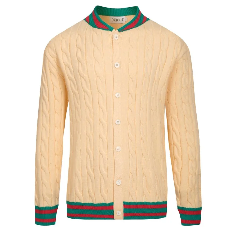 Cool Wearables Men's yellow vintage knit sweater jacket