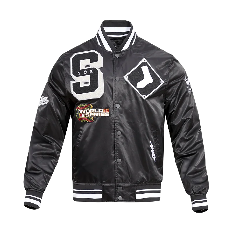 All-Weather Wear MLB CHICAGO WHITE SOX MASHUP MEN'S RIB SATIN JACKET (BLACK/GRAY)