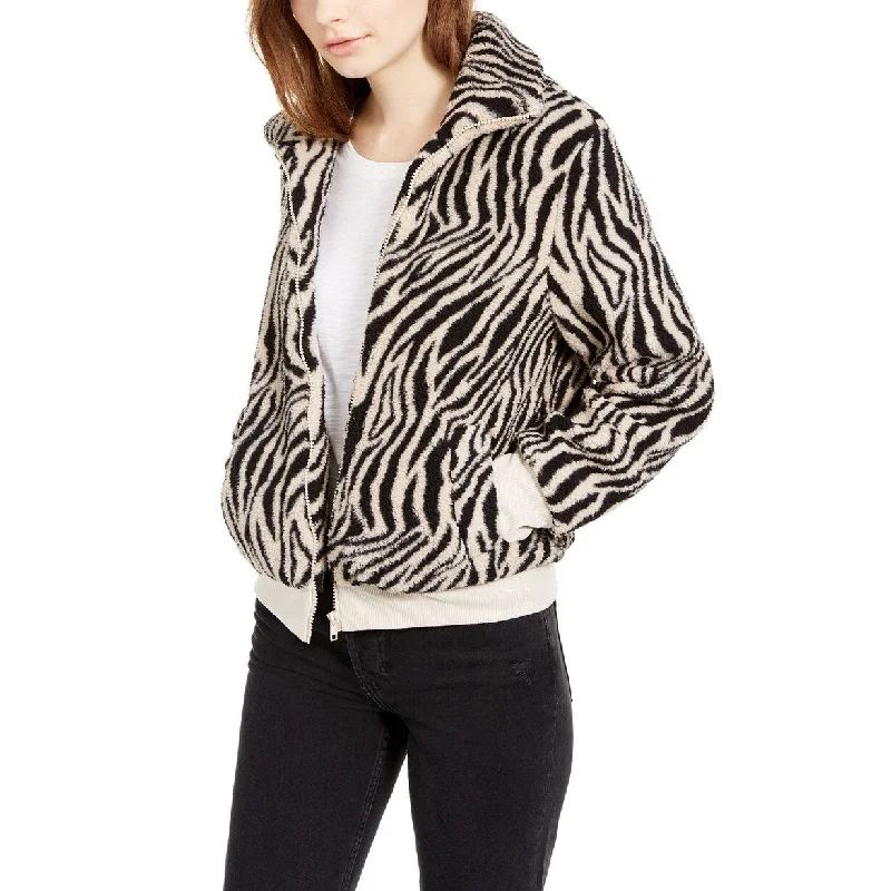Practical Looks Hippie Rose Juniors' Sherpa Jacket Black Size Medium