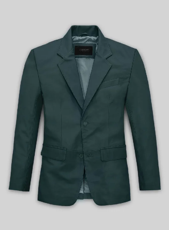 Laid-Back Essentials Soft Prussian Blue Leather Blazer
