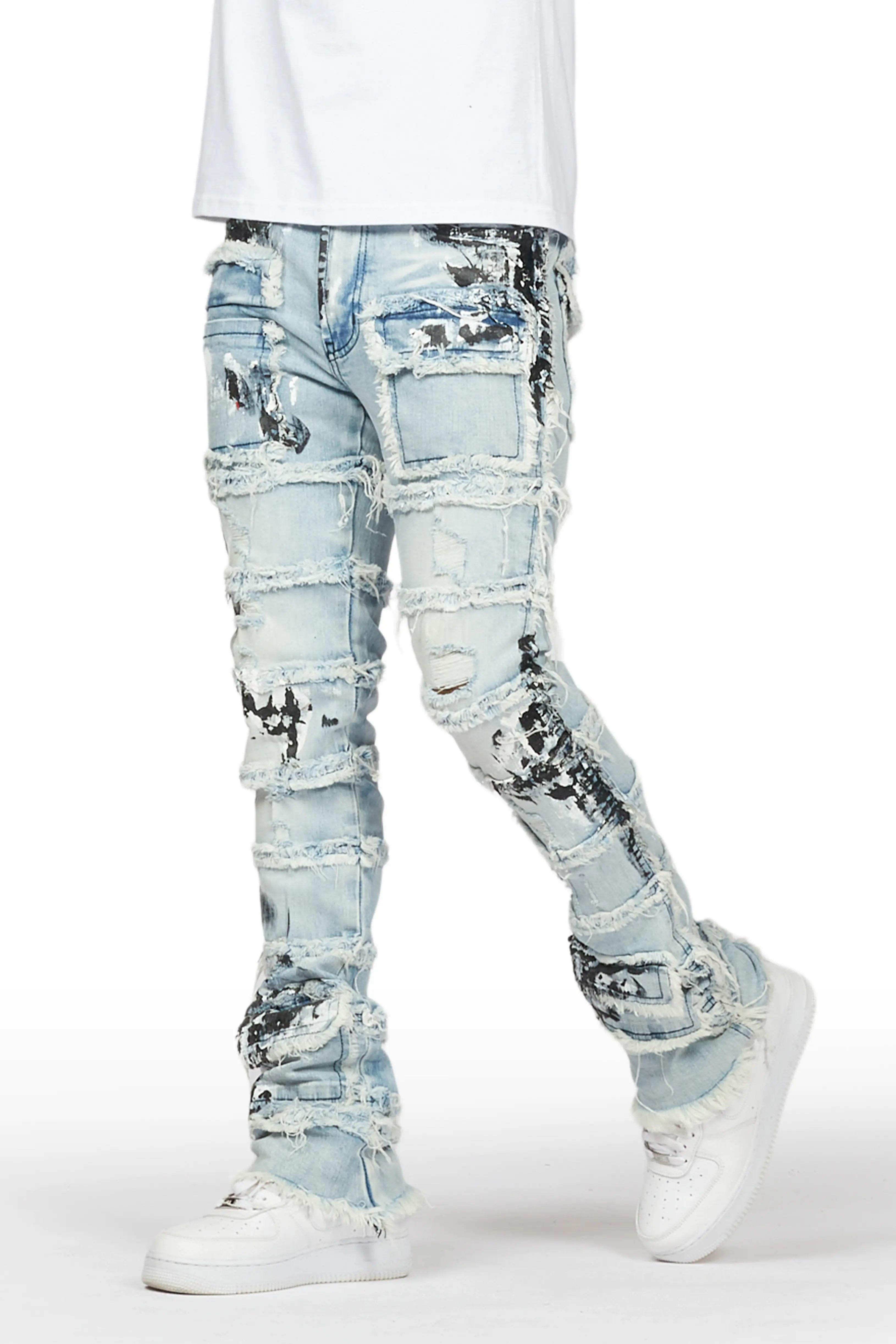 Karl Blue Painter Stacked Flare Jean