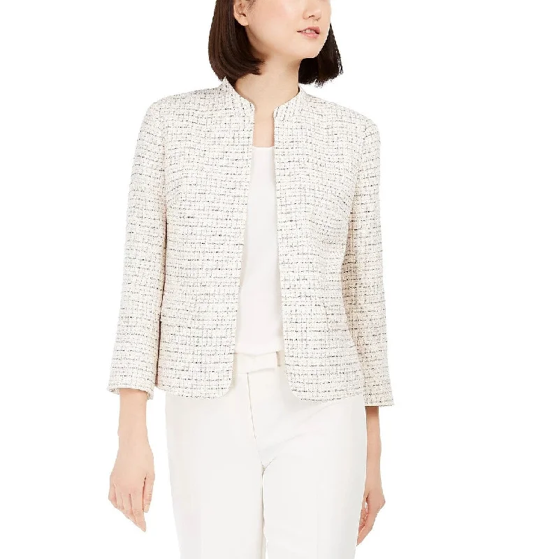 Comfortable Outfits Anne Klein Women's Tweed Mandarin Collar Jacket White Size 4