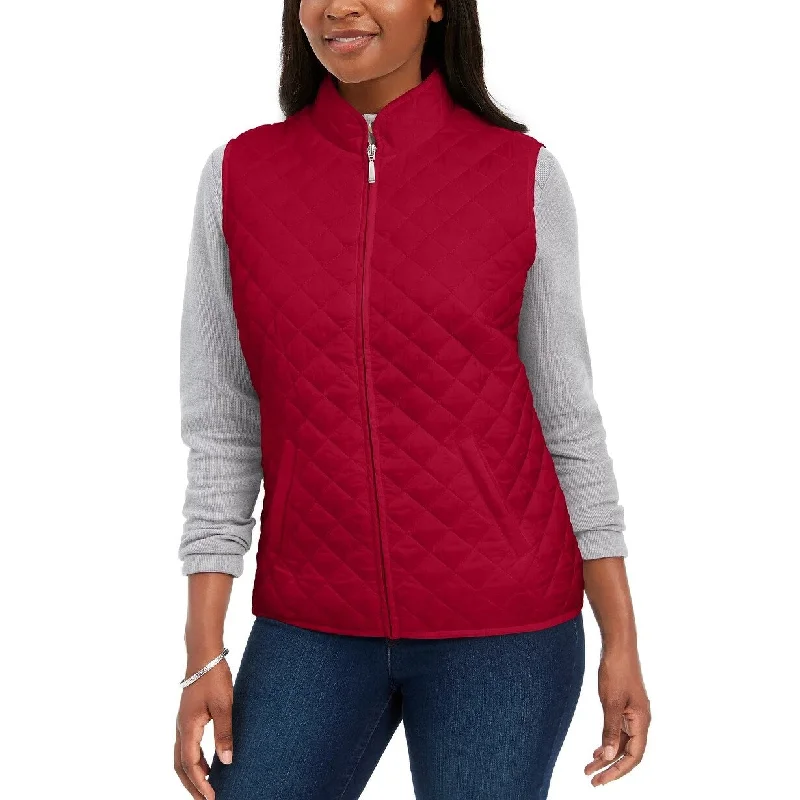Active Essentials Karen Scott Women's Sport Quilted Puffer Vest Bright Red Size Large Active Essentials Karen Scott Women's Sport Quilted Puffer Vest Bright Red Size Large