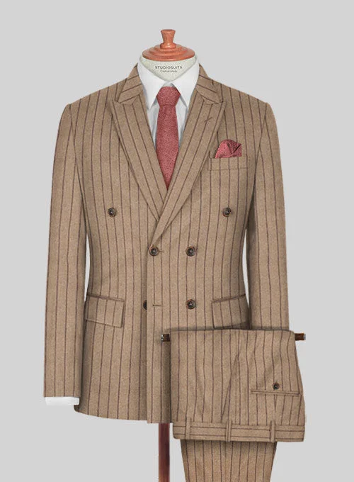 Italian Wool Cashmere Brown Stripe Suit