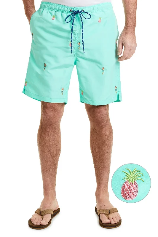 Relaxed Activewear Sandbar Swim Suit Seagrass with Hula Girl & Pineapple