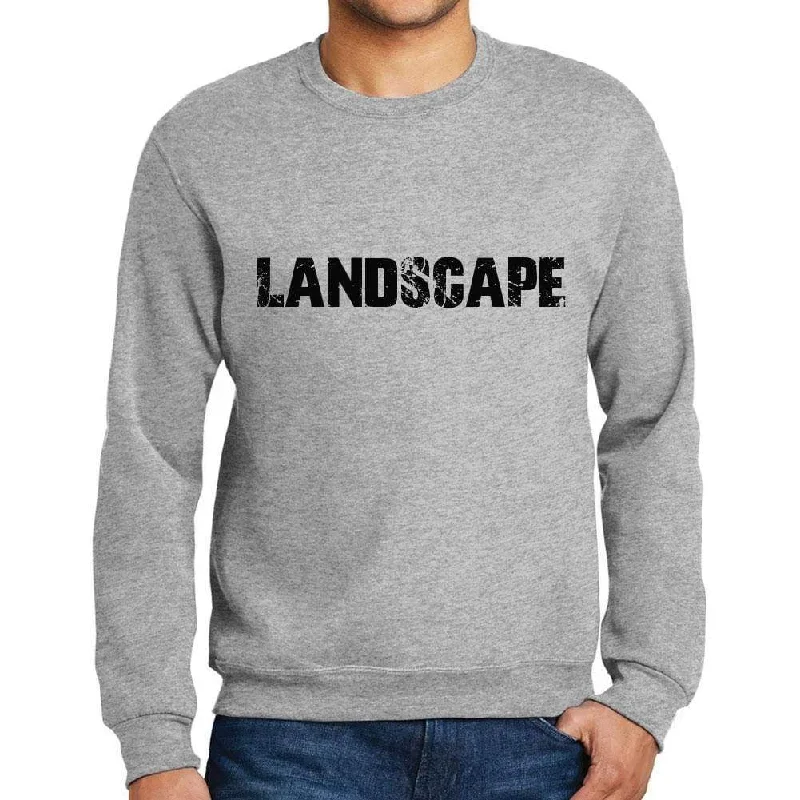 Premium Outerwear Men's Printed Graphic Sweatshirt Popular Words LANDSCAPE Grey Marl Premium Outerwear Men's Printed Graphic Sweatshirt Popular Words LANDSCAPE Grey Marl