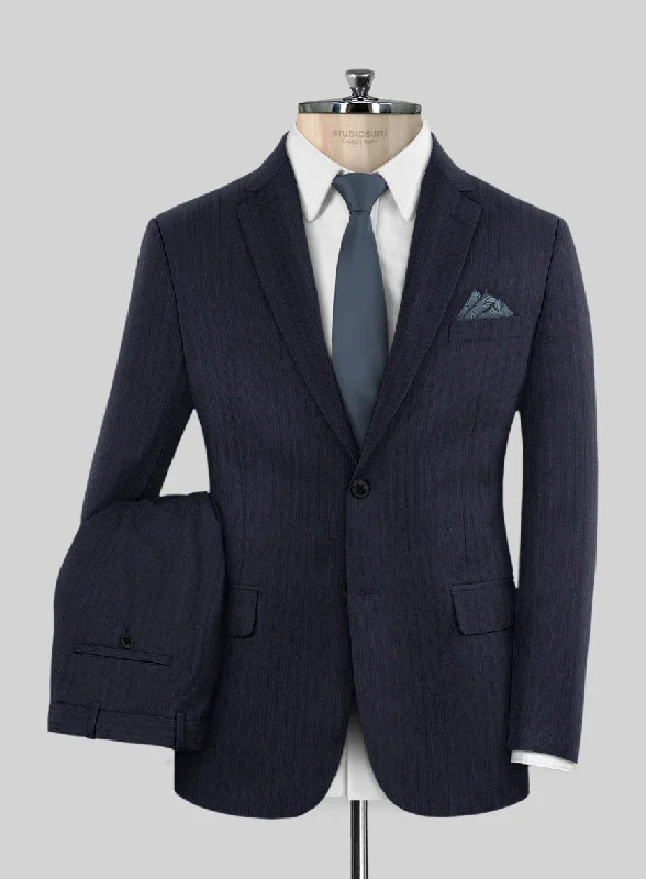 Lanificio Zegna Traveller Naquez Blue Stripe Wool Suit