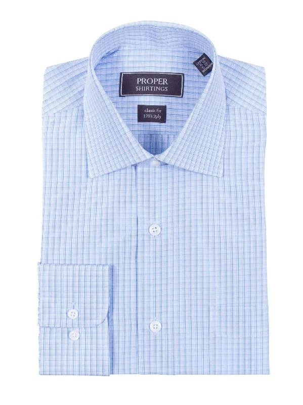 Classic Fit Blue & Subtle Pink Check 120's 2Ply Cotton Dress Shirt