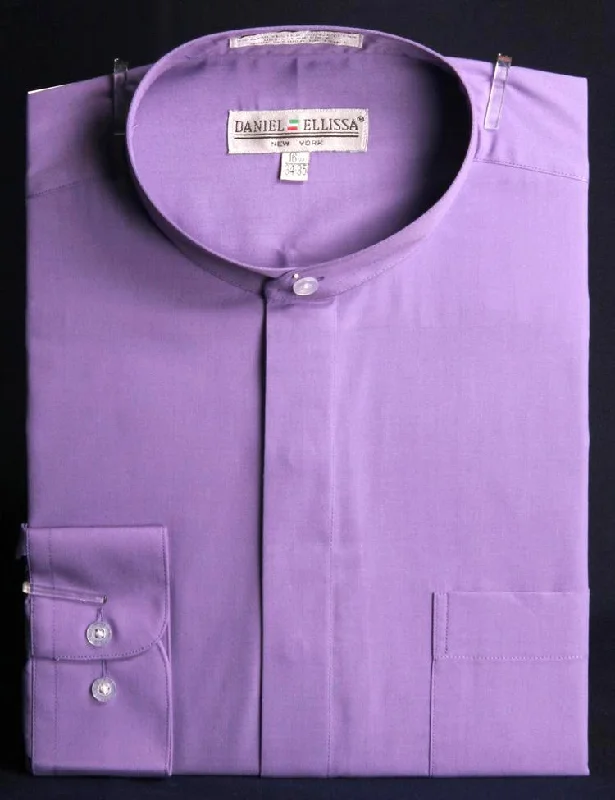 Basic Banded Convertible Cuff Collar Dress Shirt in Lavender