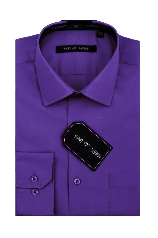 Cotton Blend Dress Shirt Regular Fit In Lilac