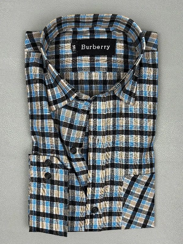 Blue Checks Formal Dress Shirt For Men MFS145