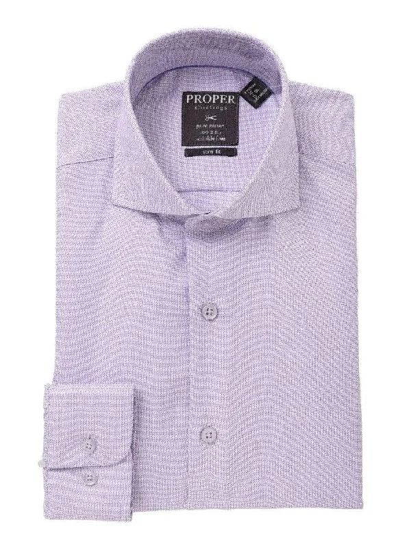 Mens Cotton Lavender Purple Cutaway Collar Slim Fit Dress Shirt