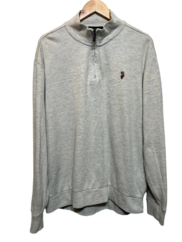 Versatile Knitwear U.S. Polo Association Mens Grey Quarter Zip (Size XL)
