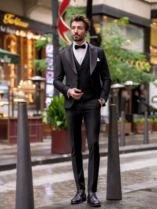 Sport Chic Black Slim-Fit Tuxedo 3-Piece
