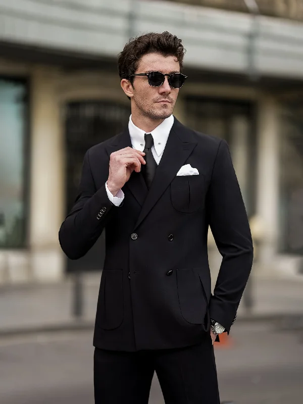 Functional Tops Black Double Breasted Suit 2-Piece