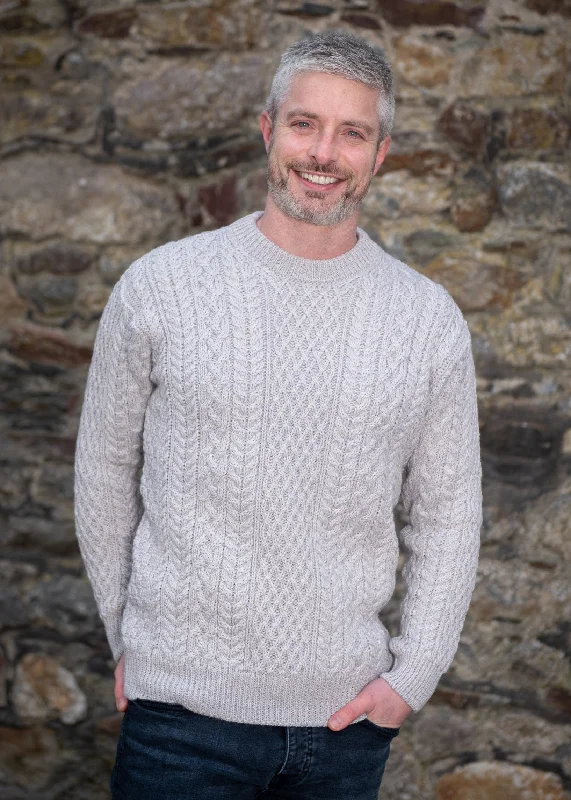 Trendy Basics Men's Cuileann Aran Sweater | Silver Marl - Clearance