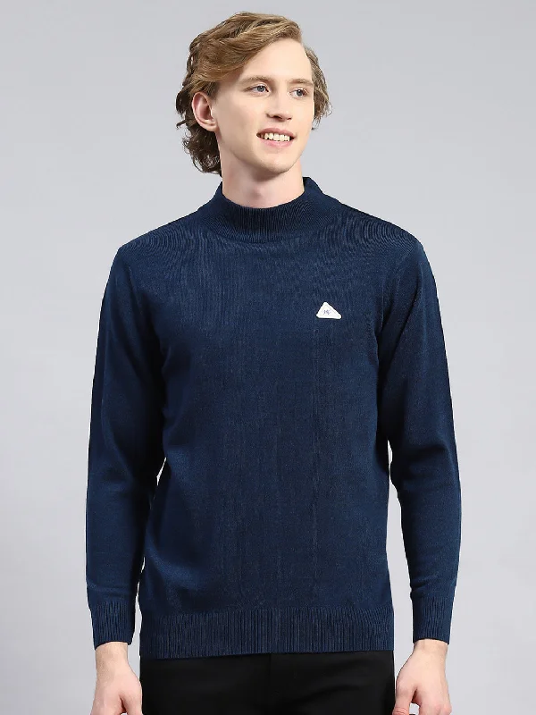 Everyday Comfort Wear Men Navy Blue Solid Pullover
