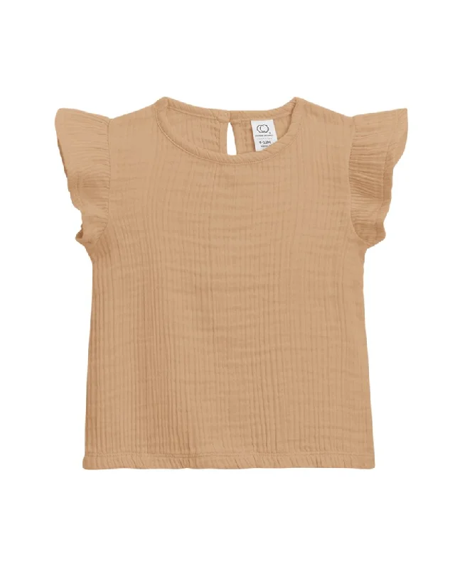 Easy Fit Colored Organics Greta Flutter Sleeve Muslin Shirt