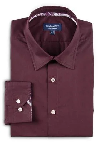 Weekend Wear Dark Red Men's Shirt With Paisley Print Contrast Detail