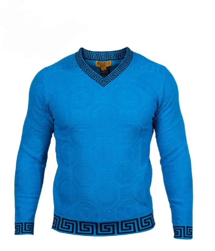 Effortless Gear Prestige V Neck Greek key Sweater