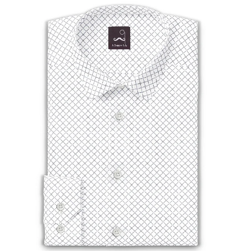 Cool Wearables Pure Cotton - Long Sleeve - White with Diagonal Print